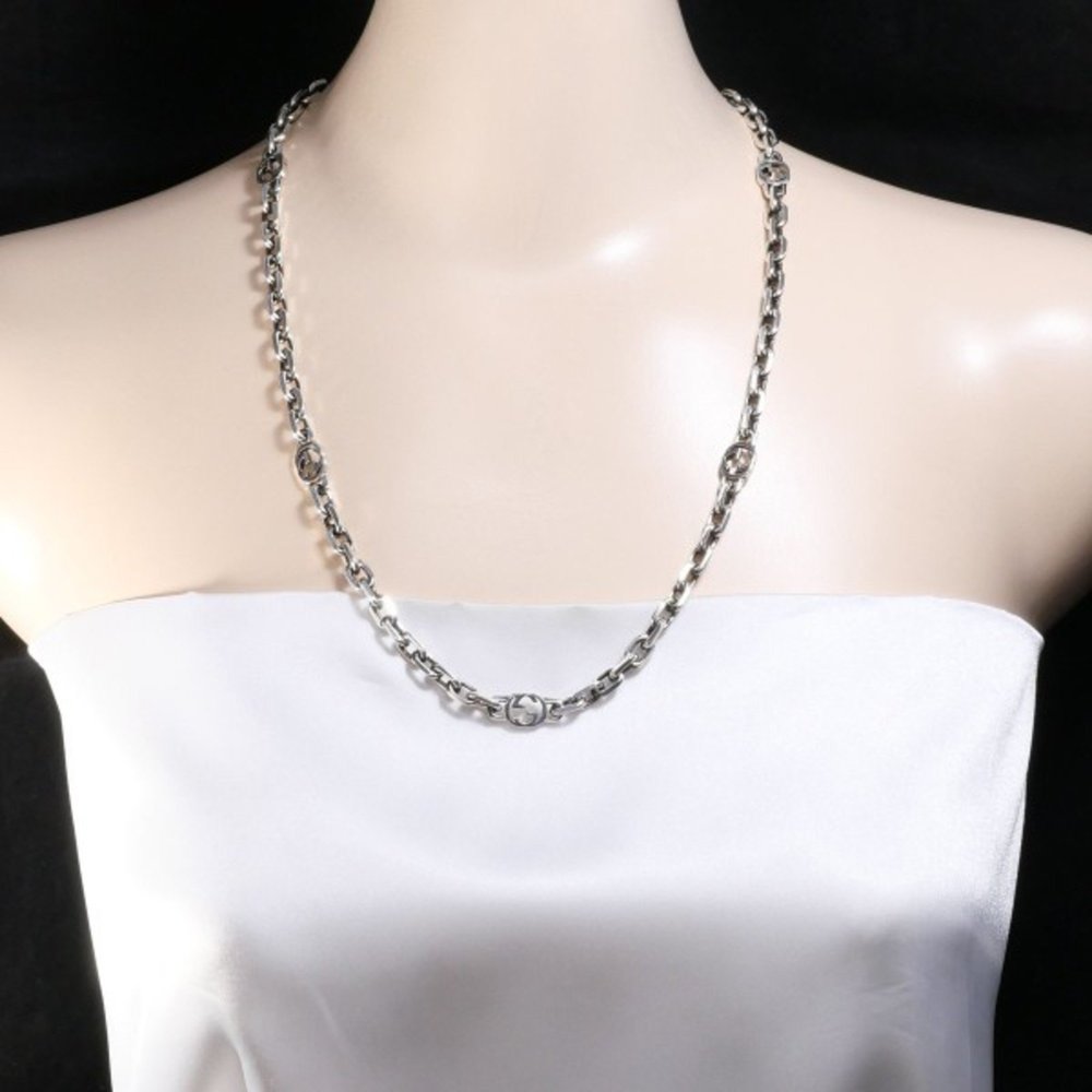 GUCCI Interlocking G Silver Necklace 56.5g 60cm - Picture 3 of 6